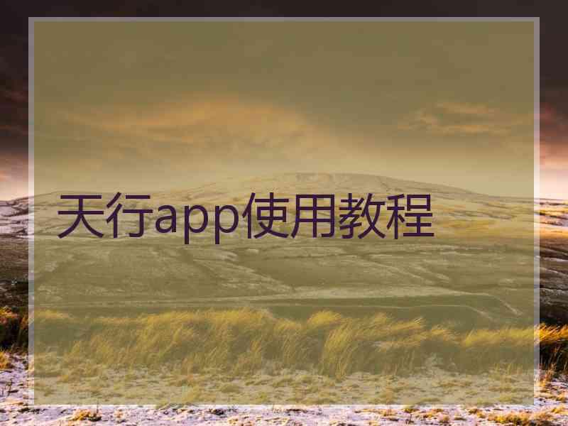 天行app使用教程