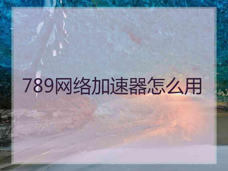 789网络加速器怎么用