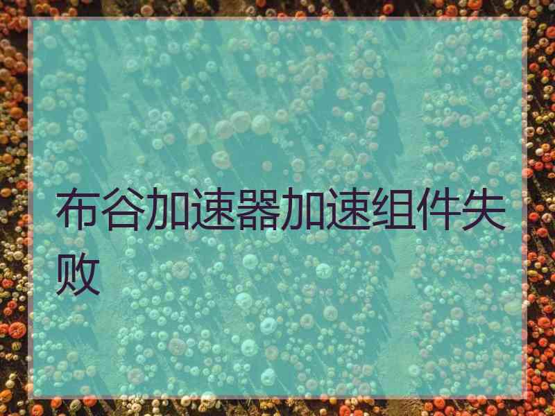 布谷加速器加速组件失败