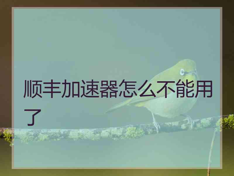 顺丰加速器怎么不能用了