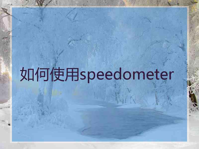 如何使用speedometer